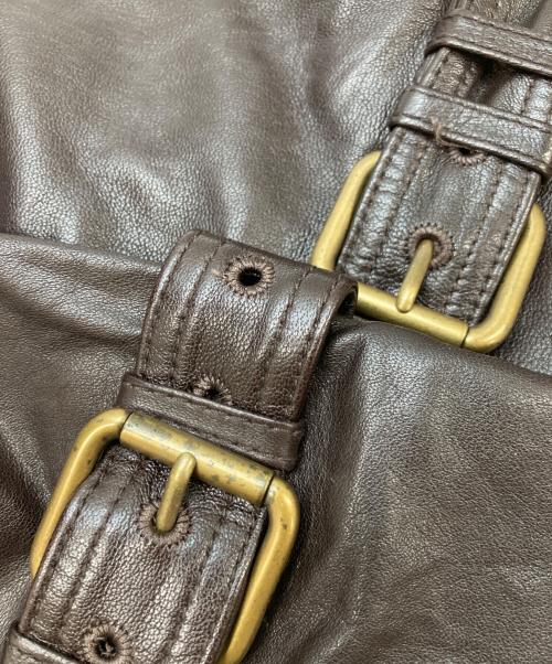 COACH（コーチ）COACH (コーチ) ヘリテージ C ダブル ブレスト レザー トレンチ コート ブラウン サイズ:XSの古着・服飾アイテム