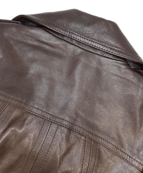 COACH（コーチ）COACH (コーチ) ヘリテージ C ダブル ブレスト レザー トレンチ コート ブラウン サイズ:XSの古着・服飾アイテム