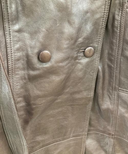 COACH（コーチ）COACH (コーチ) ヘリテージ C ダブル ブレスト レザー トレンチ コート ブラウン サイズ:XSの古着・服飾アイテム