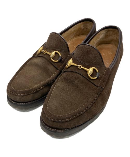 GUCCI（グッチ）GUCCI (グッチ) スウェードホースビットローファー ブラウン サイズ:8の古着・服飾アイテム