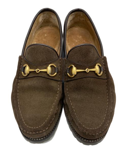 GUCCI（グッチ）GUCCI (グッチ) スウェードホースビットローファー ブラウン サイズ:8の古着・服飾アイテム