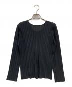 PLEATS PLEASEプリーツプリーズ）の古着「RIB PLEATS BASICS Top」｜ブラック