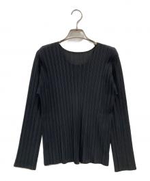 PLEATS PLEASE（プリーツプリーズ）の古着「RIB PLEATS BASICS Top」｜ブラック