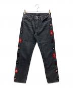 POLO RALPH LAURENポロ・ラルフローレン）の古着「ネイティブビーズブラックデニムパンツ」｜ブラック