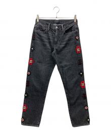 POLO RALPH LAUREN（ポロ・ラルフローレン）の古着「ネイティブビーズブラックデニムパンツ」｜ブラック