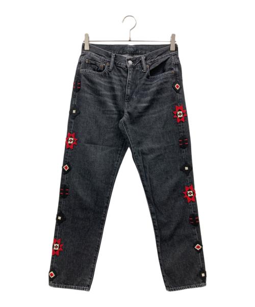 POLO RALPH LAUREN（ポロ・ラルフローレン）POLO RALPH LAUREN (ポロ・ラルフローレン) ネイティブビーズブラックデニムパンツ ブラック サイズ:W25の古着・服飾アイテム
