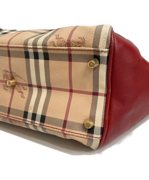 BURBERRY（バーバリー）BURBERRY (バーバリー) Canterbury ノヴァチックハンドバッグ レッド×ベージュの古着・服飾アイテム
