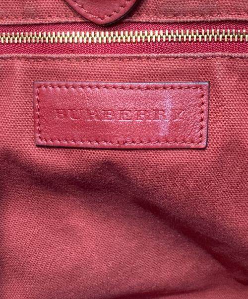 BURBERRY（バーバリー）BURBERRY (バーバリー) Canterbury ノヴァチックハンドバッグ レッド×ベージュの古着・服飾アイテム