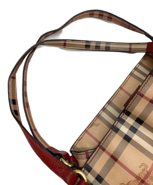BURBERRY（バーバリー）BURBERRY (バーバリー) Canterbury ノヴァチックハンドバッグ レッド×ベージュの古着・服飾アイテム