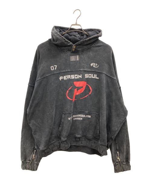 PERSONSOUL（パーソンソウル）PERSONSOUL (パーソンソウル) ウォッシング ダーティ パーカー ブラック サイズ:Lの古着・服飾アイテム