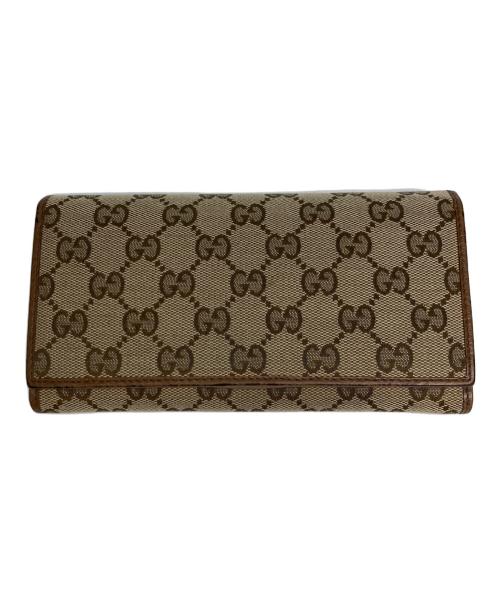 GUCCI（グッチ）GUCCI (グッチ) GGキャンハバス長財布 ブラウンの古着・服飾アイテム