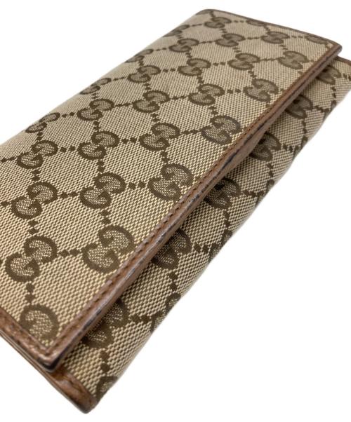 GUCCI（グッチ）GUCCI (グッチ) GGキャンハバス長財布 ブラウンの古着・服飾アイテム