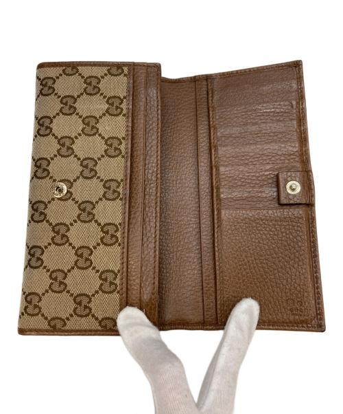 GUCCI（グッチ）GUCCI (グッチ) GGキャンハバス長財布 ブラウンの古着・服飾アイテム