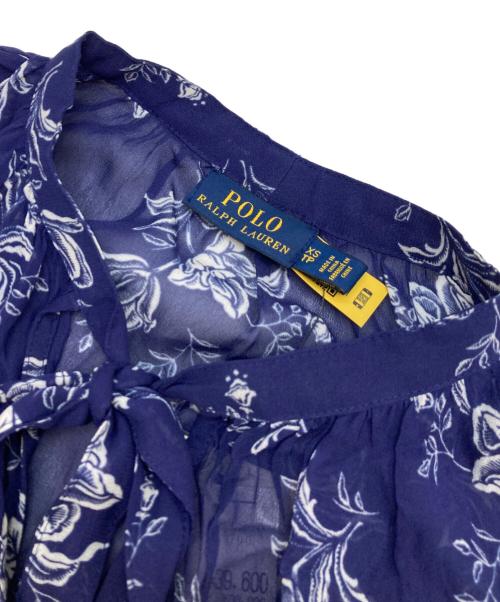 POLO RALPH LAUREN（ポロ・ラルフローレン）POLO RALPH LAUREN (ポロ・ラルフローレン) フラワープリントボウタイブラウス ネイビー サイズ:XSの古着・服飾アイテム