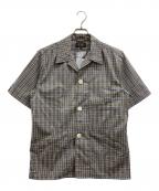 BEAMS PLUSビームスプラス）の古着「チェック ショート スリーブ ビーチジャケット」｜ネイビー×イエロー