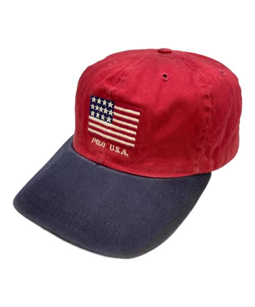 POLO RALPH LAUREN（ポロ・ラルフローレン）POLO RALPH LAUREN (ポロ・ラルフローレン) 90s星条旗ロゴキャップ レッド サイズ:ONE SIZEの古着・服飾アイテム