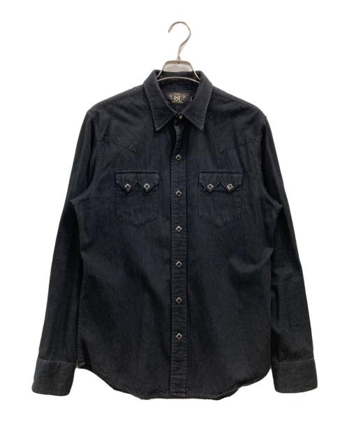 RRL（ダブルアールエル）RRL (ダブルアールエル) BLACK DENIM WESTERN SHIRT ブラック サイズ:Mの古着・服飾アイテム