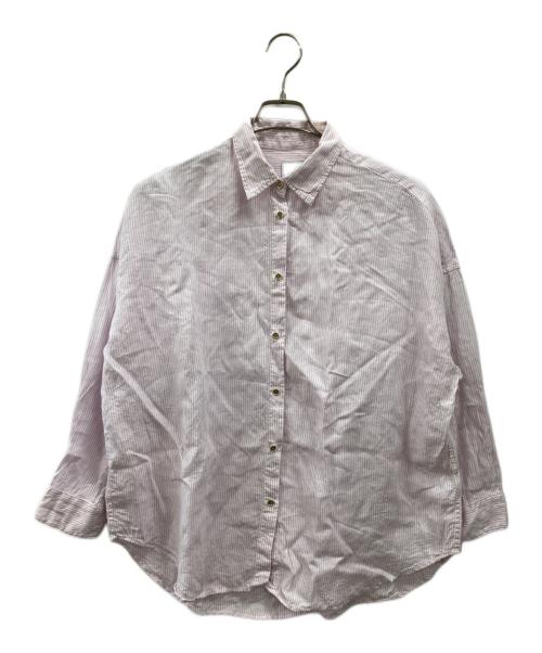 Spick and Span（スピック＆スパン）Spick and Span (スピック＆スパン) 80リネンカシュクール ビッグシャツ ホワイト×ピンク サイズ:不明(実寸参照)の古着・服飾アイテム