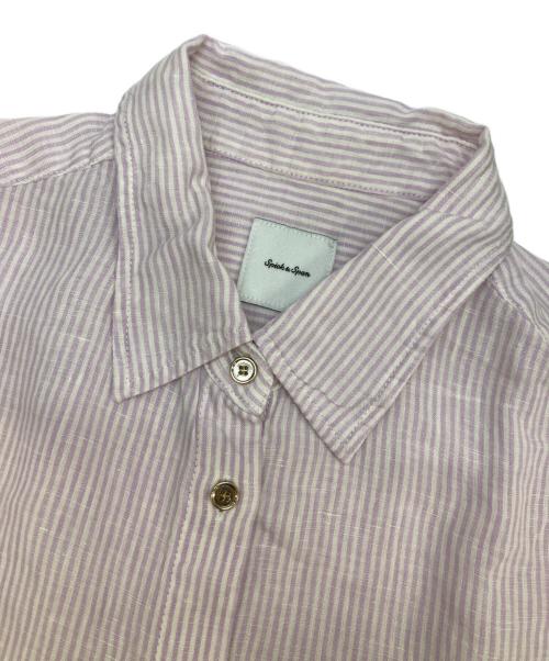 Spick and Span（スピック＆スパン）Spick and Span (スピック＆スパン) 80リネンカシュクール ビッグシャツ ホワイト×ピンク サイズ:不明(実寸参照)の古着・服飾アイテム