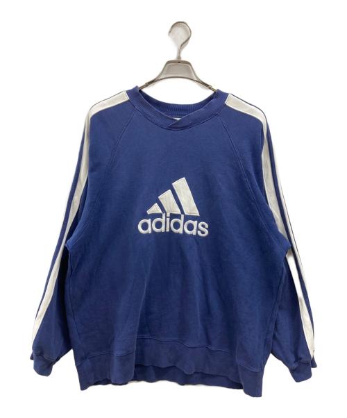 adidas（アディダス）adidas (アディダス) センターロゴ刺繍スウェット ホワイト×ネイビー サイズ:Mの古着・服飾アイテム