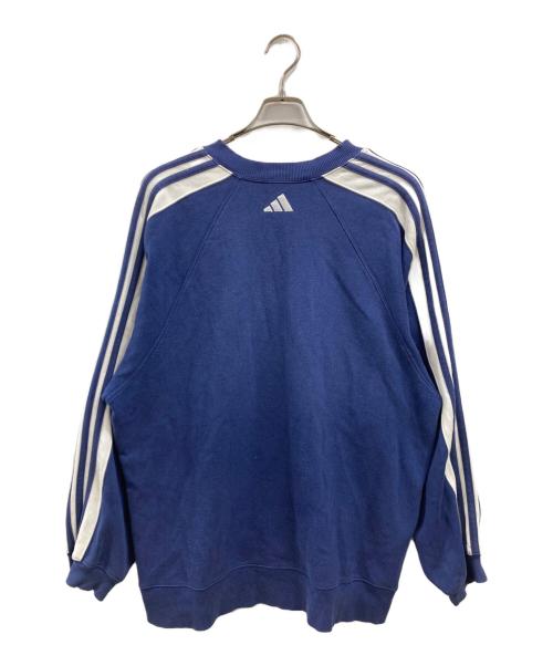 adidas（アディダス）adidas (アディダス) センターロゴ刺繍スウェット ホワイト×ネイビー サイズ:Mの古着・服飾アイテム