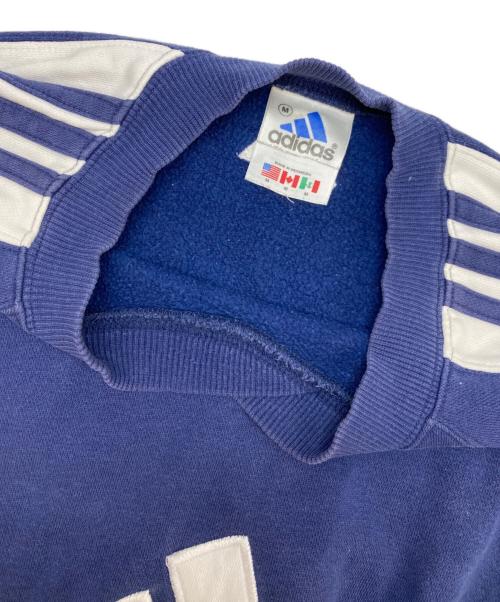 adidas（アディダス）adidas (アディダス) センターロゴ刺繍スウェット ホワイト×ネイビー サイズ:Mの古着・服飾アイテム