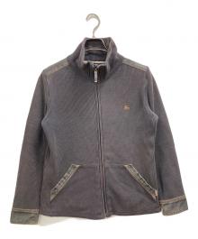 BURBERRY LONDON（バーバリーロンドン）の古着「デニム切替ドライバーズニット」｜グレー