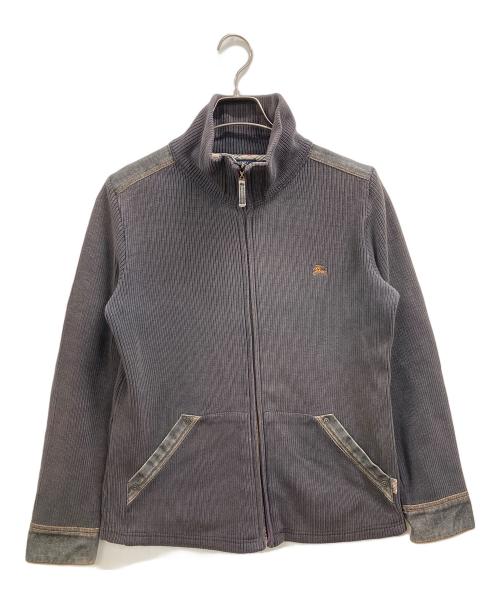 BURBERRY LONDON（バーバリーロンドン）BURBERRY LONDON (バーバリーロンドン) デニム切替ドライバーズニット グレー サイズ:2の古着・服飾アイテム