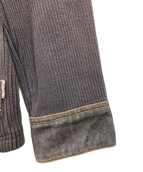 BURBERRY LONDON（バーバリーロンドン）BURBERRY LONDON (バーバリーロンドン) デニム切替ドライバーズニット グレー サイズ:2の古着・服飾アイテム