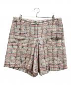 CHANELシャネル）の古着「ラメチェックツイードキュロット」｜ピンク×ホワイト