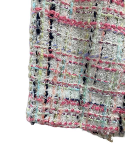 CHANEL（シャネル）CHANEL (シャネル) ラメチェックツイードキュロット ピンク×ホワイト サイズ:50の古着・服飾アイテム