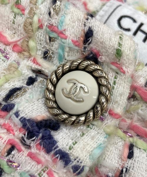 CHANEL（シャネル）CHANEL (シャネル) ラメチェックツイードキュロット ピンク×ホワイト サイズ:50の古着・服飾アイテム