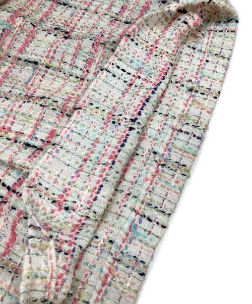 CHANEL（シャネル）CHANEL (シャネル) ラメチェックツイードキュロット ピンク×ホワイト サイズ:50の古着・服飾アイテム