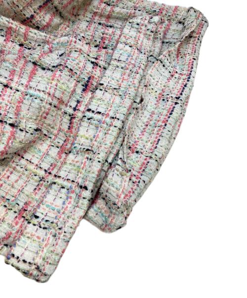 CHANEL（シャネル）CHANEL (シャネル) ラメチェックツイードキュロット ピンク×ホワイト サイズ:50の古着・服飾アイテム