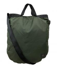 PORTER（ポーター）の古着「ROUND  SHOULDER TOTE BAG」｜オリーブ