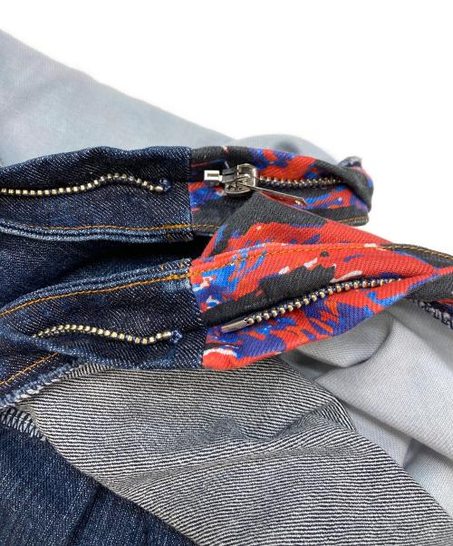 MICHAEL JAEJOON KIM（マイケル・ジェジュン・キム）MICHAEL JAEJOON KIM (マイケル・ジェジュン・キム) RED CAMO PANTS インディゴ×レッド サイズ:Sの古着・服飾アイテム