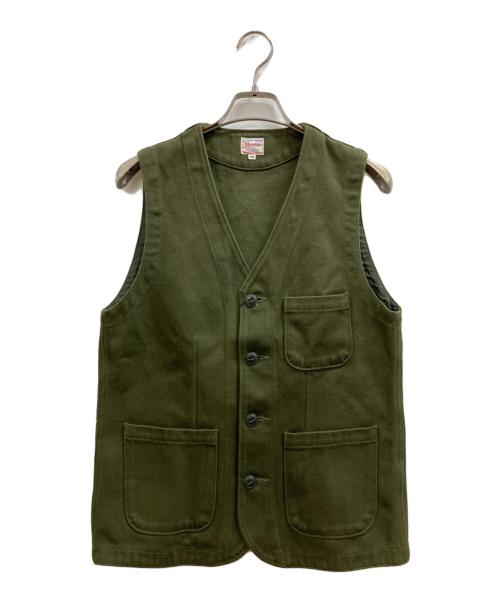 MOMOTARO JEANS（桃太郎ジーンズ）MOMOTARO JEANS (桃太郎ジーンズ) Military Whipcord Vest オリーブ サイズ:36 未使用品の古着・服飾アイテム