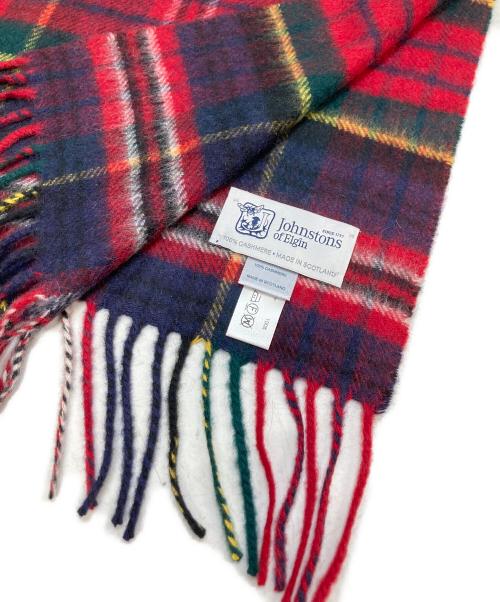 JOHNSTONS OF ELGIN（ジョンストンズ オブ エルガン）JOHNSTONS OF ELGIN (ジョンストンズ オブ エルガン) カシミヤチェックマフラー ネイビー×レッドの古着・服飾アイテム
