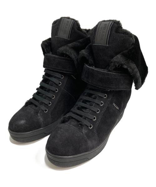 PRADA（プラダ）PRADA (プラダ) SCAMOSCIATO WINTER NERO ブラック サイズ:38.5の古着・服飾アイテム