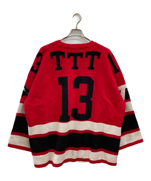 TTT MSW（ティー）TTT MSW (ティー) Hockey knit game shirt レッド サイズ:Mの古着・服飾アイテム
