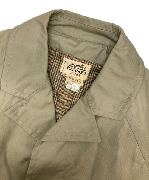 HERMES（エルメス）HERMES (エルメス) コットンロングステンカラーコート ベージュ サイズ:Lの古着・服飾アイテム