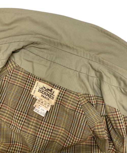 HERMES（エルメス）HERMES (エルメス) コットンロングステンカラーコート ベージュ サイズ:Lの古着・服飾アイテム