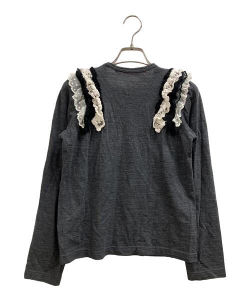 COMME des GARCONS JUNYA WATANABE MAN（コム デ ギャルソン ジュンヤ ワタナベ マン）COMME des GARCONS JUNYA WATANABE MAN (コム デ ギャルソン ジュンヤ ワタナベ マン) レース付きカットソー ホワイト×グレー サイズ:不明(実寸参照)の古着・服飾アイテム