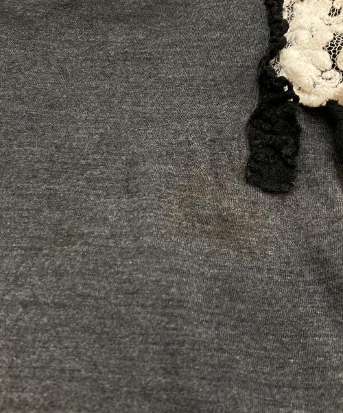 COMME des GARCONS JUNYA WATANABE MAN（コム デ ギャルソン ジュンヤ ワタナベ マン）COMME des GARCONS JUNYA WATANABE MAN (コム デ ギャルソン ジュンヤ ワタナベ マン) レース付きカットソー ホワイト×グレー サイズ:不明(実寸参照)の古着・服飾アイテム