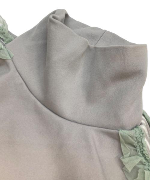 COMME des GARCONS（コムデギャルソン）COMME des GARCONS (コムデギャルソン) 製品染めフリルラインスリーブハイネックカットソー グリーン×グレー サイズ:不明(実寸参照)の古着・服飾アイテム