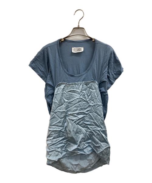 MM6 Maison Margiela（エムエムシックスメゾンマルジェラ）MM6 Maison Margiela (エムエムシックスメゾンマルジェラ) ドッキング半袖カットソー ブルー サイズ:Mの古着・服飾アイテム