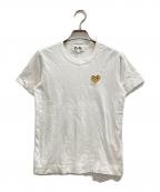 PLAY COMME des GARCONSプレイコムデギャルソン）の古着「ゴールド・ハートワッペン・Tシャツ」｜ホワイト