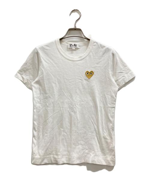 PLAY COMME des GARCONS（プレイコムデギャルソン）PLAY COMME des GARCONS (プレイコムデギャルソン) ゴールド・ハートワッペン・Tシャツ ホワイト サイズ:Sの古着・服飾アイテム