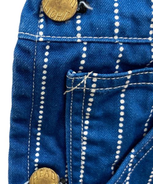 HEADLIGHT（ヘッドライト）HEADLIGHT (ヘッドライト) 9oz ウォバッシュストライプ ローバック オーバーオール ブルー サイズ:32の古着・服飾アイテム