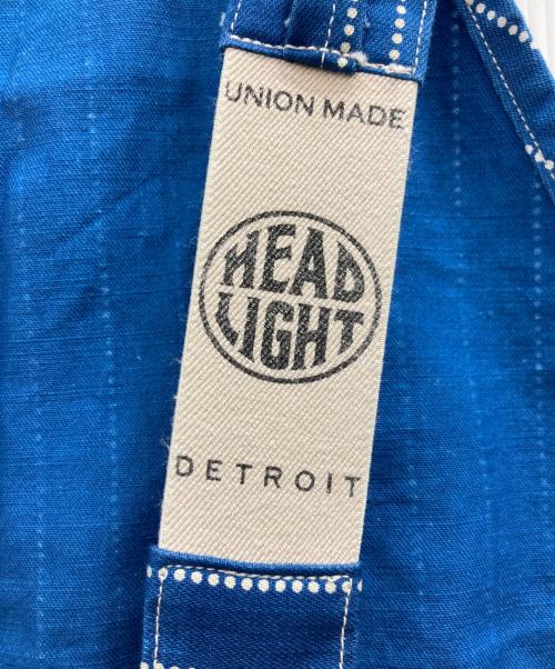 HEADLIGHT（ヘッドライト）HEADLIGHT (ヘッドライト) 9oz ウォバッシュストライプ ローバック オーバーオール ブルー サイズ:32の古着・服飾アイテム